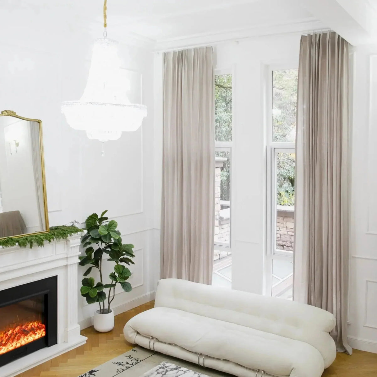 Ron Linen Cotton Herringbone Pleated Curtains
