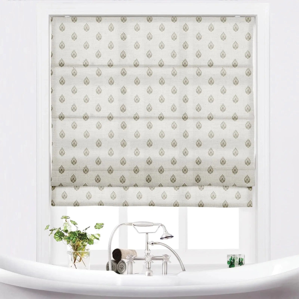 Stefana Silber x TWOPAGES Printed Linen Blend Roman Blind Cordless