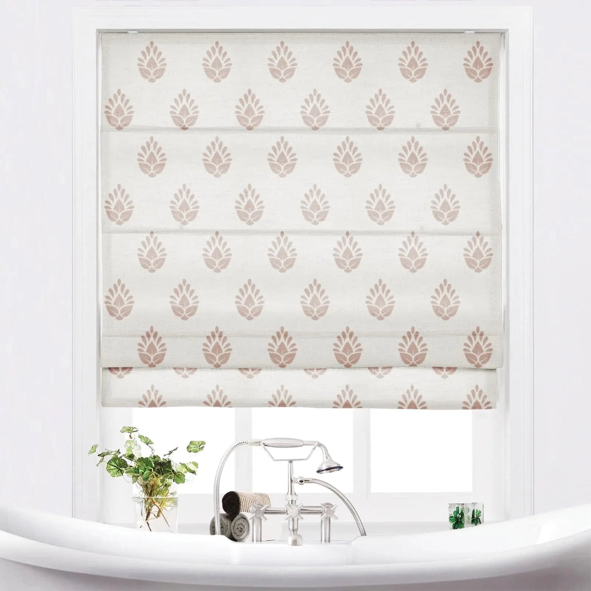 Stefana Silber x TWOPAGES Printed Linen Blend Roman Blind Cordless