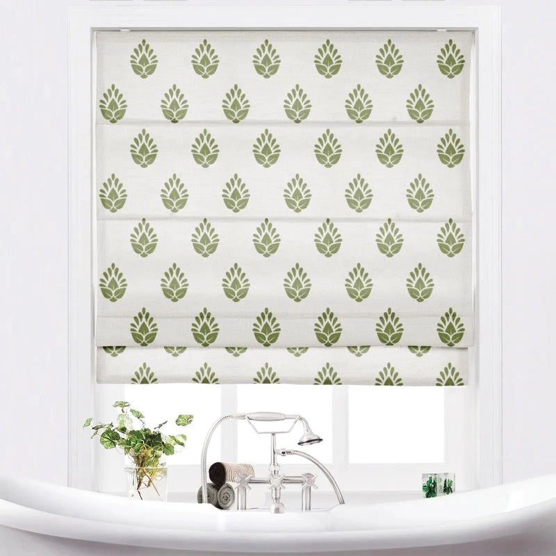 Stefana Silber x TWOPAGES Printed Linen Blend Roman Blind Cordless