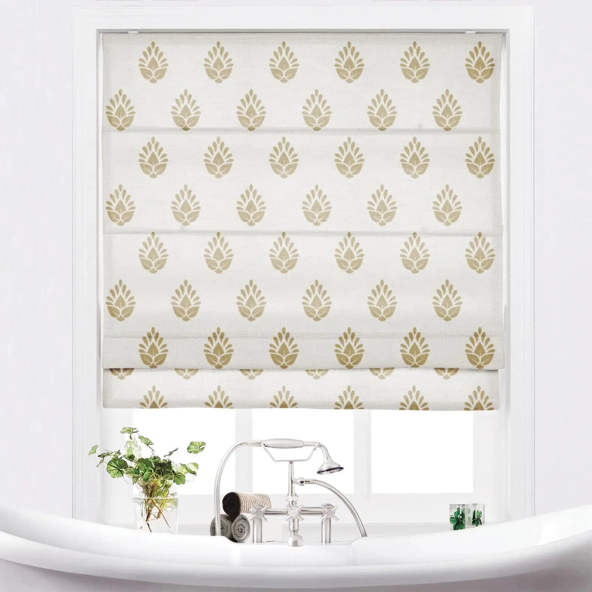 Stefana Silber x TWOPAGES Printed Linen Blend Roman Blind Cordless
