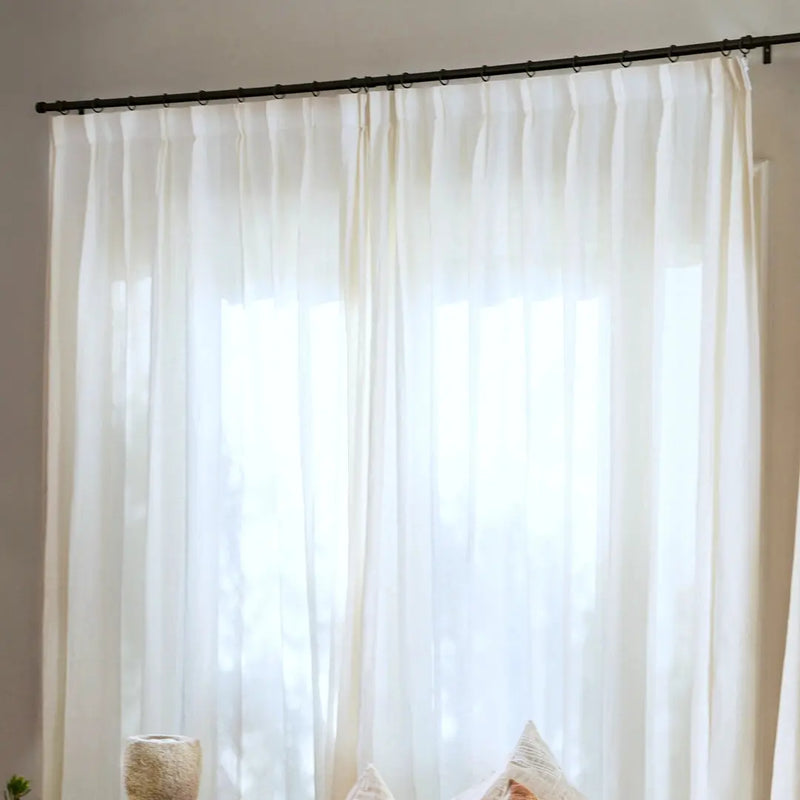 Ron Linen Cotton Herringbone Pleated Curtains