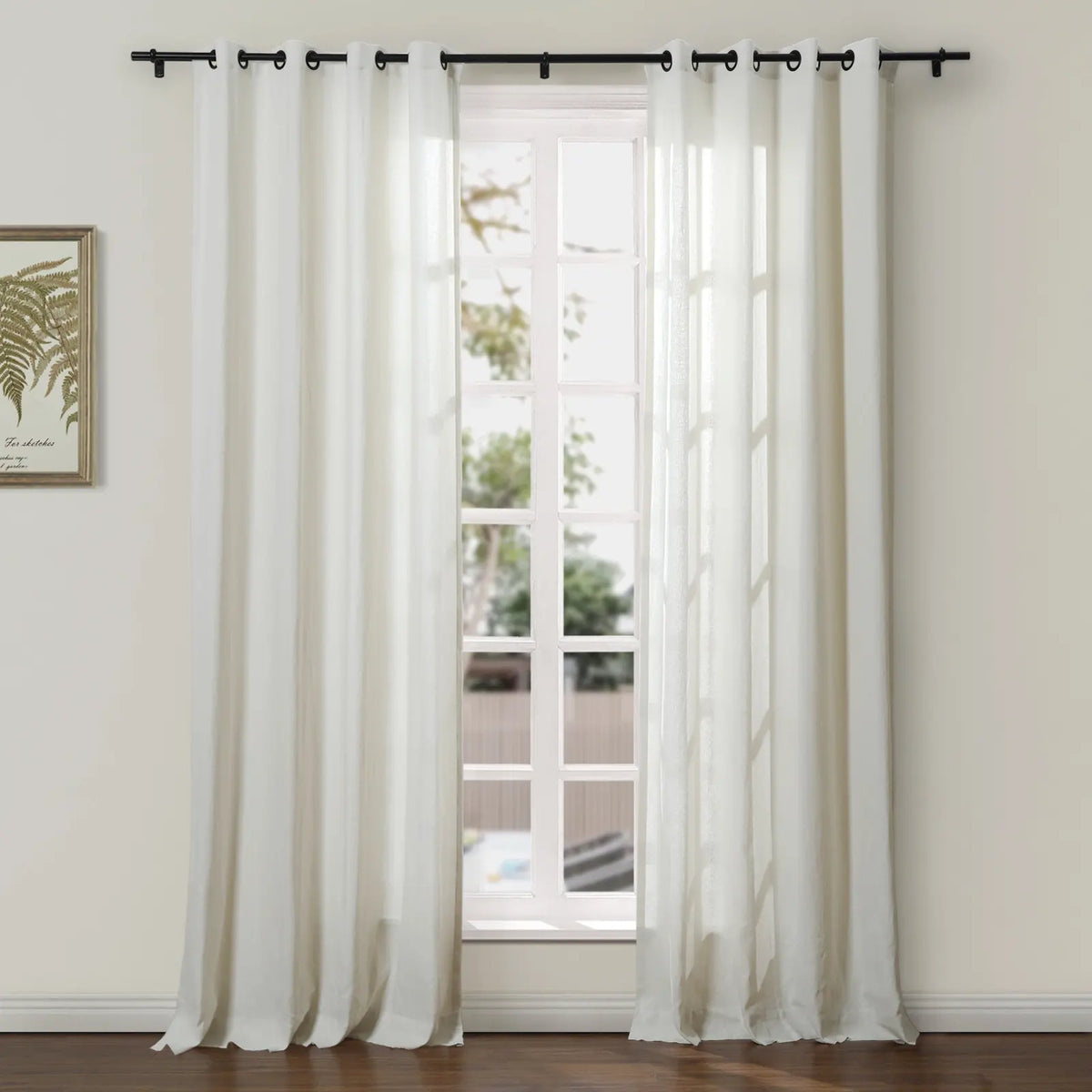 Ron Linen Cotton Herringbone Eyelet Curtains