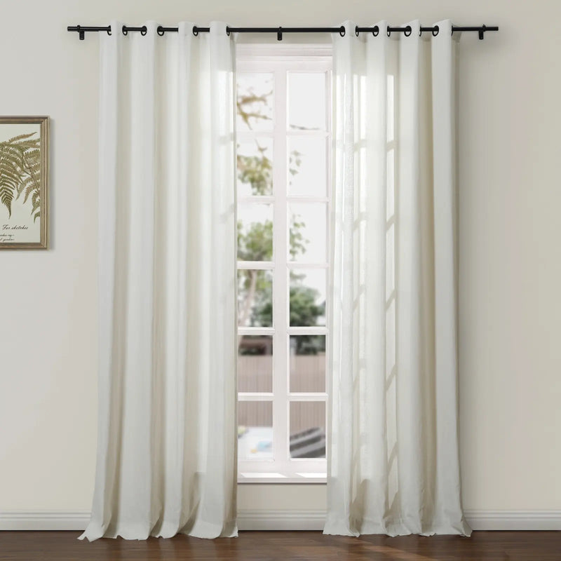 Ron Linen Cotton Herringbone Eyelet Curtains