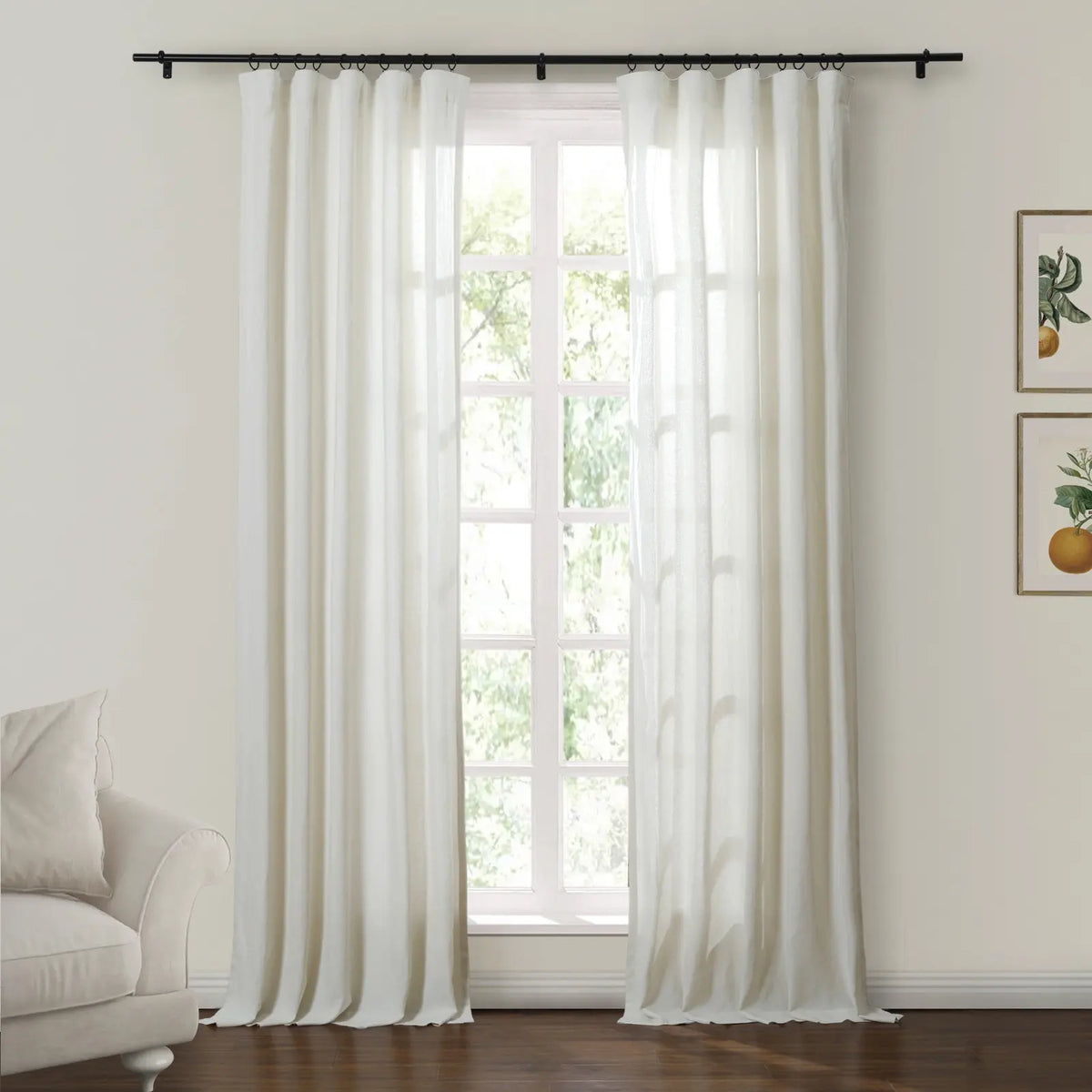 Ron Linen Cotton Herringbone Soft Top Curtains