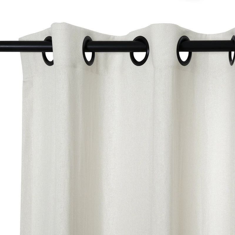 Ron Linen Cotton Herringbone Eyelet Curtains
