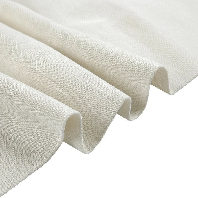 Ron Linen Cotton Herringbone Eyelet Curtains