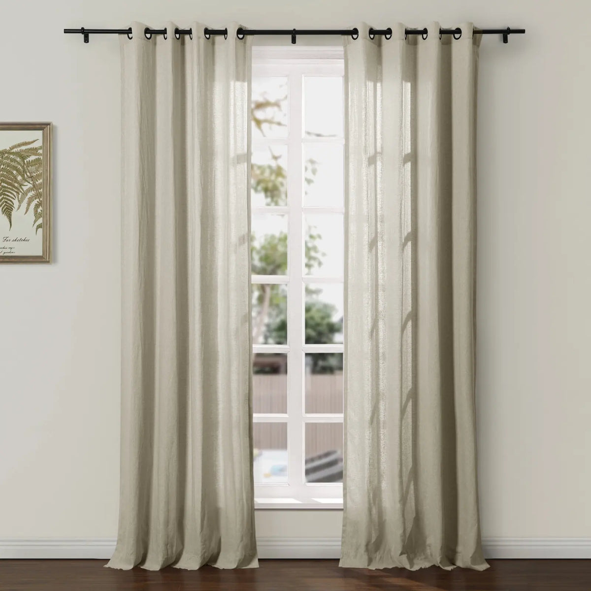 Ron Linen Cotton Herringbone Eyelet Curtains