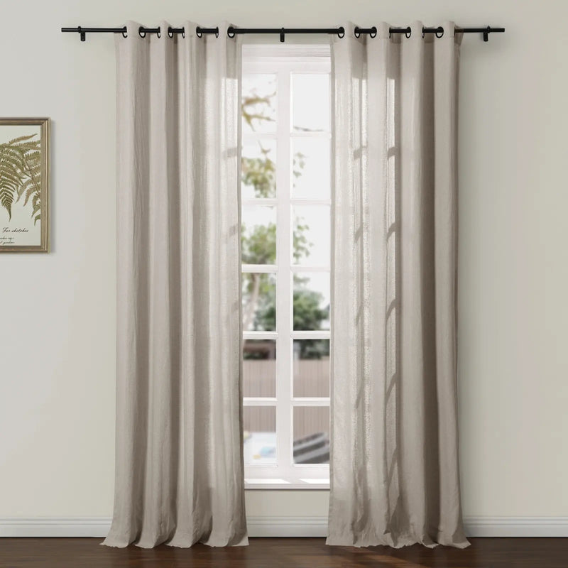 Ron Linen Cotton Herringbone Eyelet Curtains