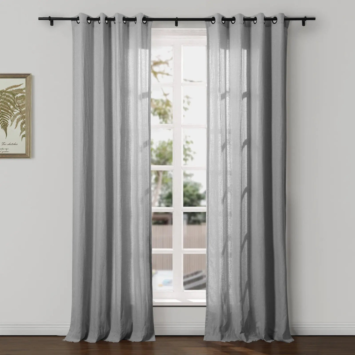 Ron Linen Cotton Herringbone Eyelet Curtains