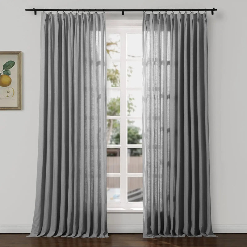 Ron Linen Cotton Herringbone Pleated Curtains