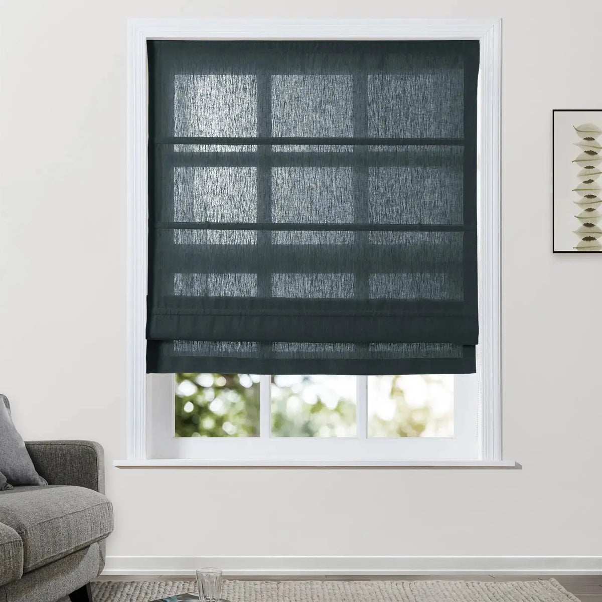 Patti Belgian Linen Roman Blind Cord Lift