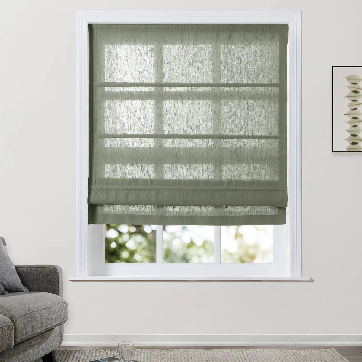 Patti Belgian Linen Roman Blind Cord Lift