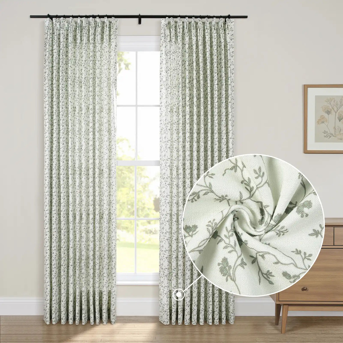 Britt Bengoechea x TWOPAGES Cottage Floral Printed Linen Cotton Pleated Curtains