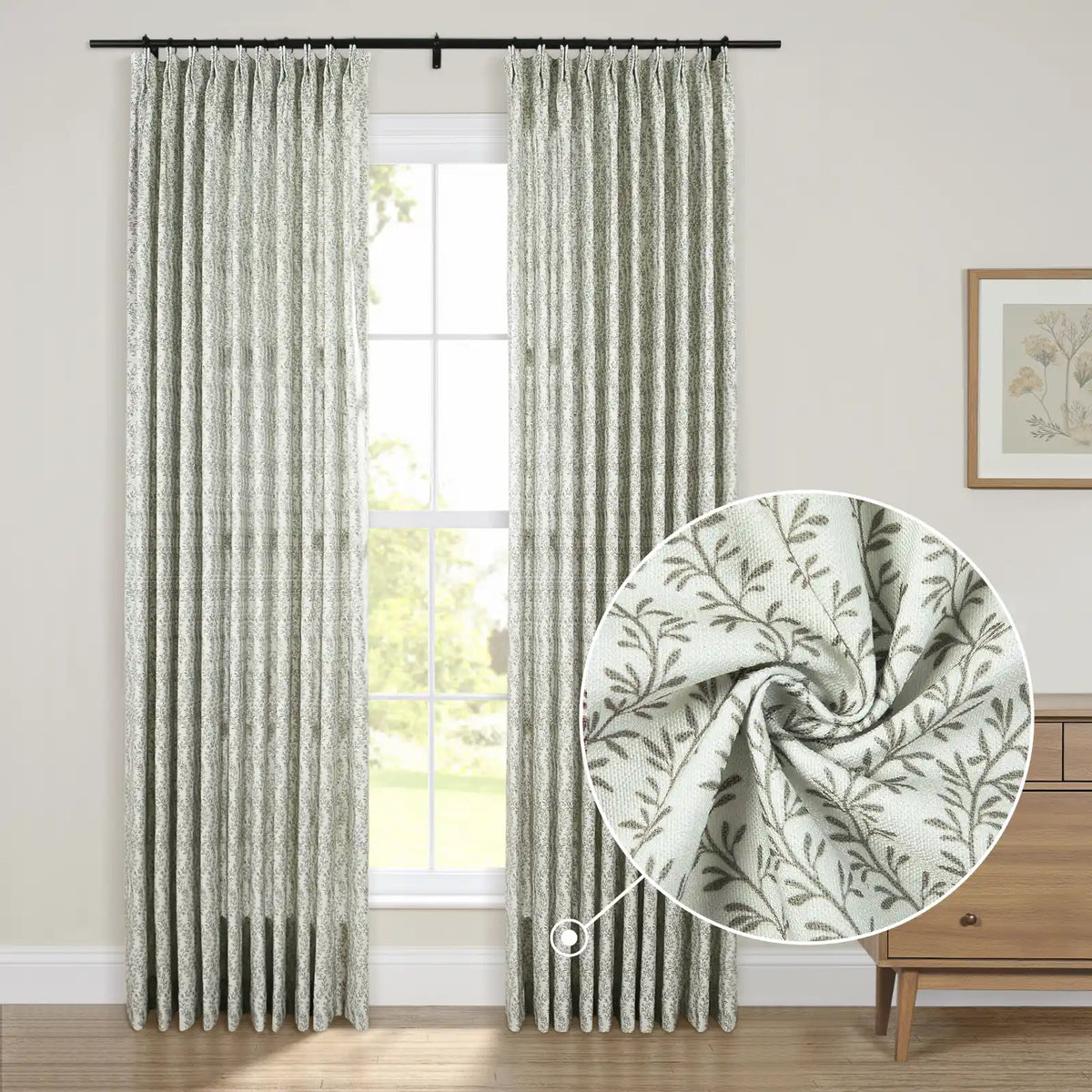 Britt Bengoechea x TWOPAGES Cottage Floral Printed Linen Cotton Pleated Curtains
