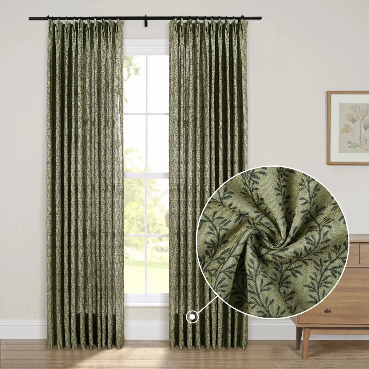 Britt Bengoechea x TWOPAGES Cottage Floral Printed Linen Cotton Pleated Curtains