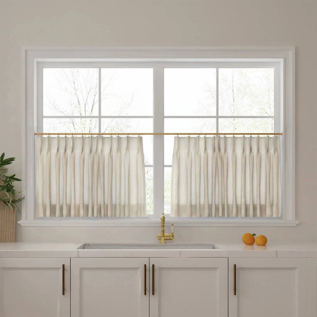 Celia Striped Plaid Café Curtains