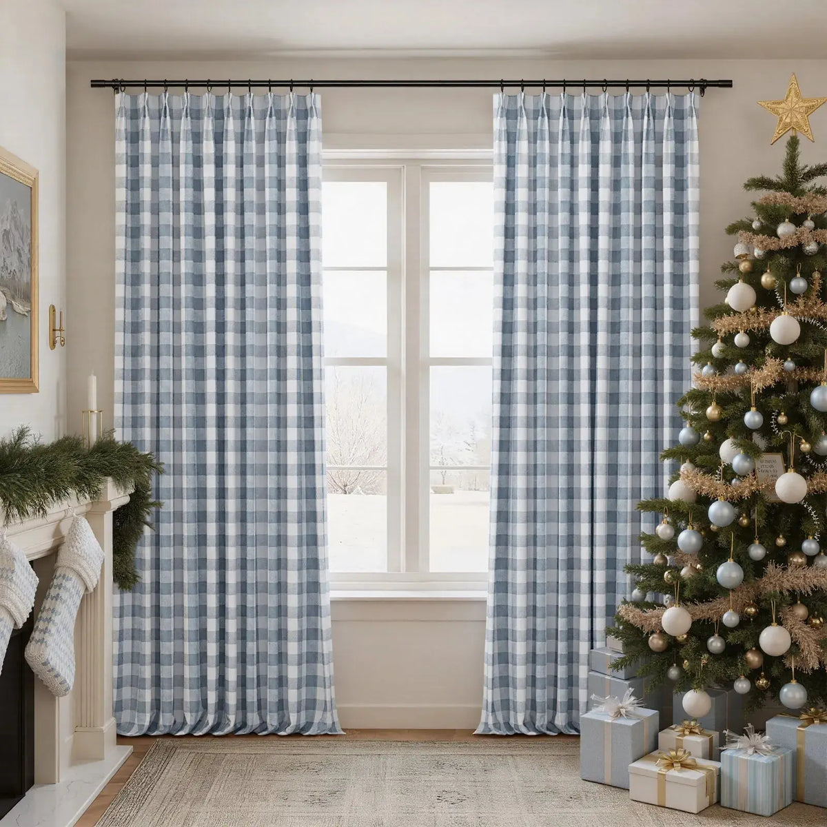 Celia Striped Plaid Curtains