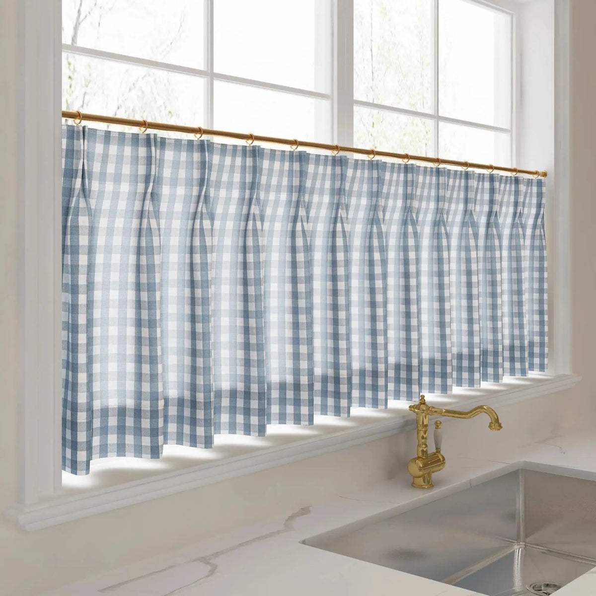 Celia Striped Plaid Café Curtains