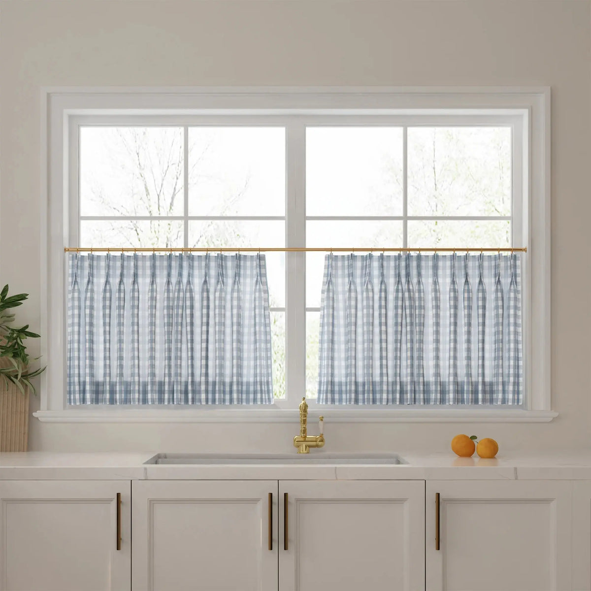 Celia Striped Plaid Café Curtains