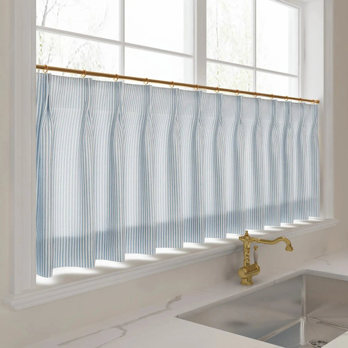 Celia Striped Plaid Café Curtains