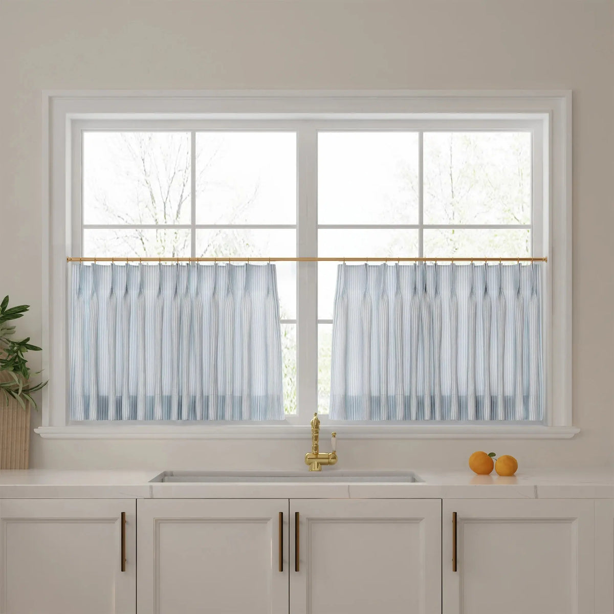Celia Striped Plaid Café Curtains