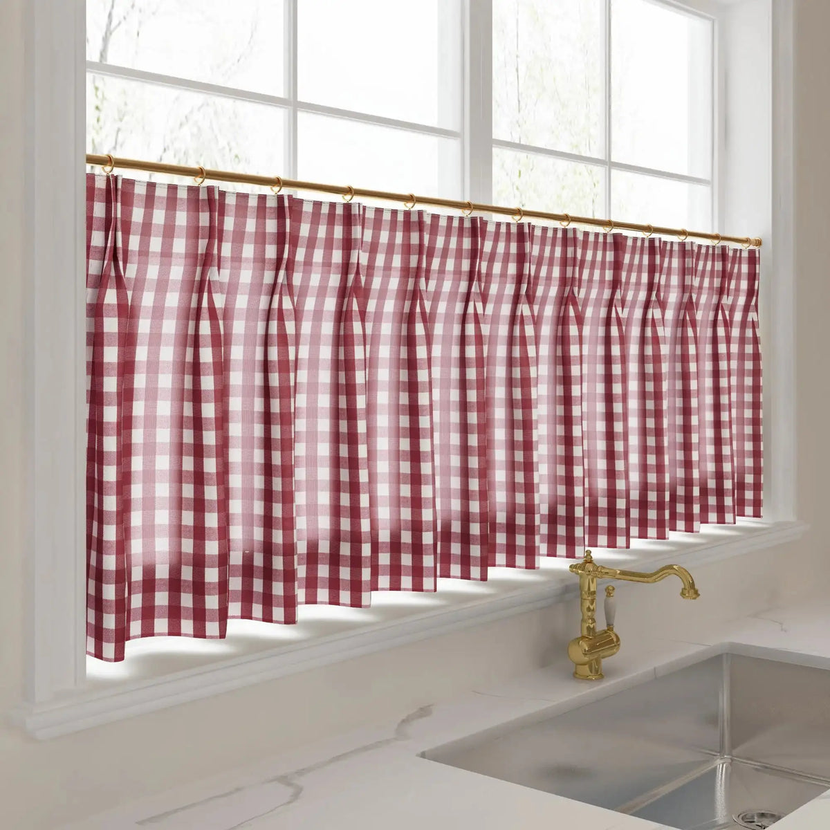 Celia Striped Plaid Café Curtains