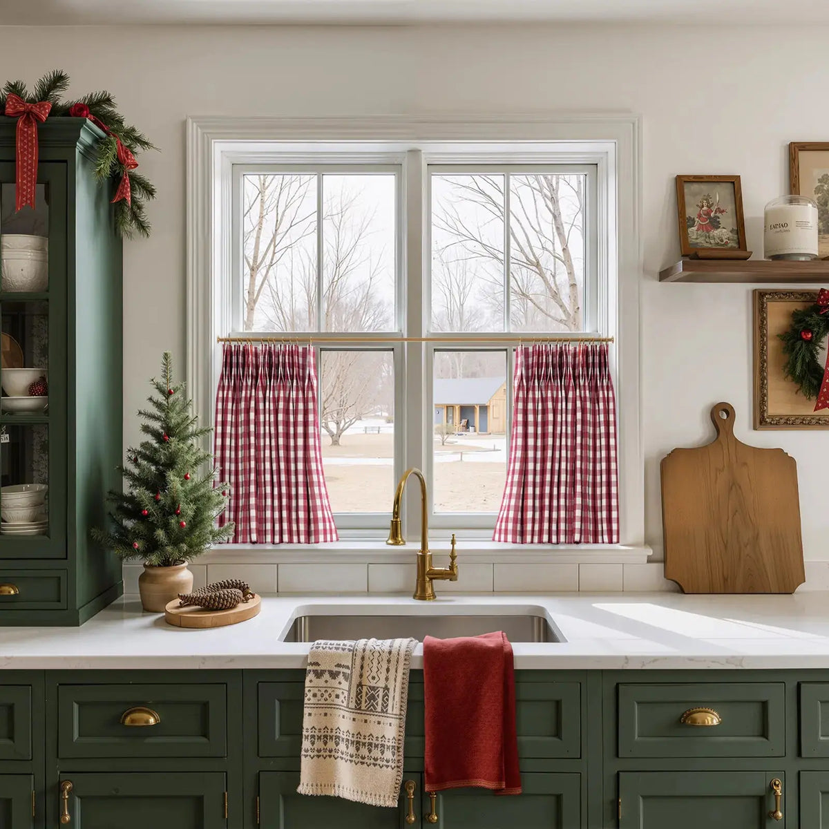 Celia Striped Plaid Café Curtains