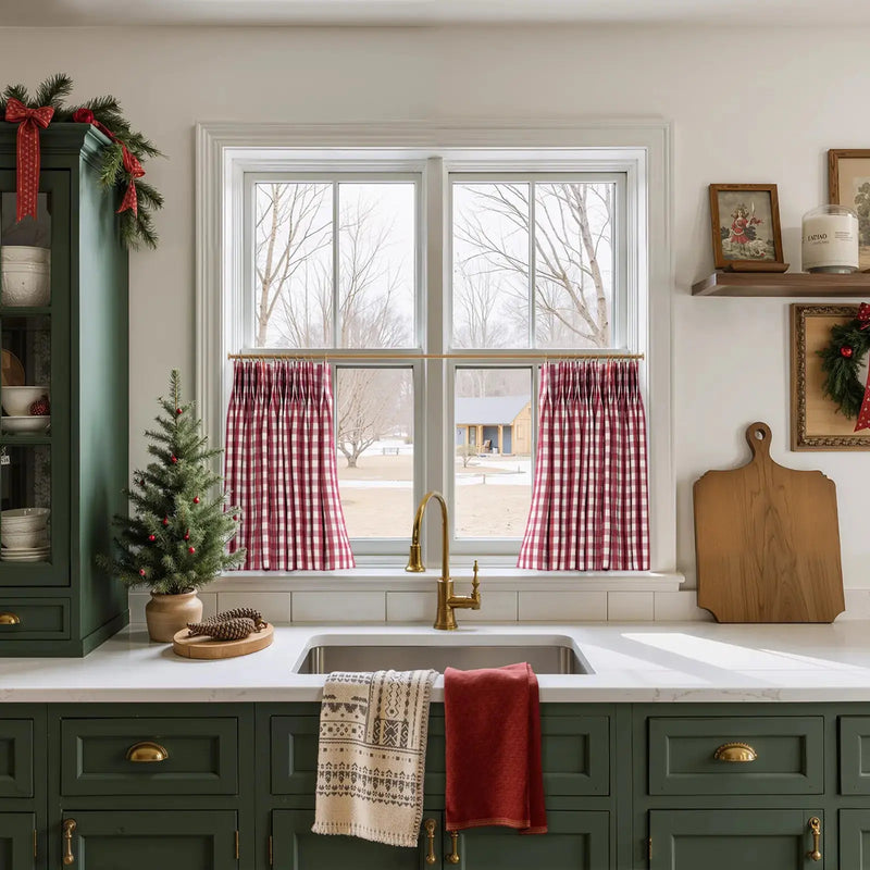 Celia Striped Plaid Café Curtains
