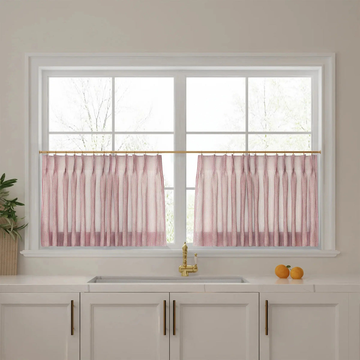 Celia Striped Plaid Café Curtains