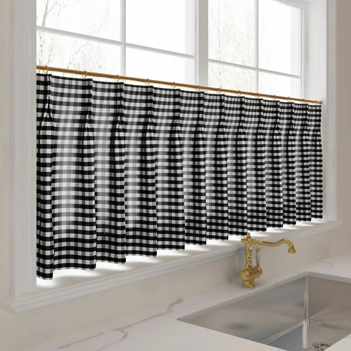 Celia Striped Plaid Café Curtains