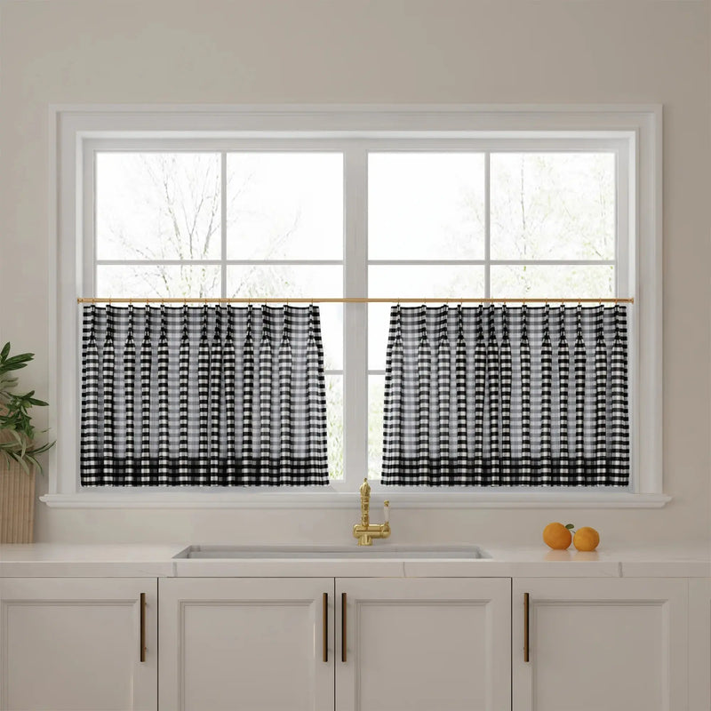 Celia Striped Plaid Café Curtains
