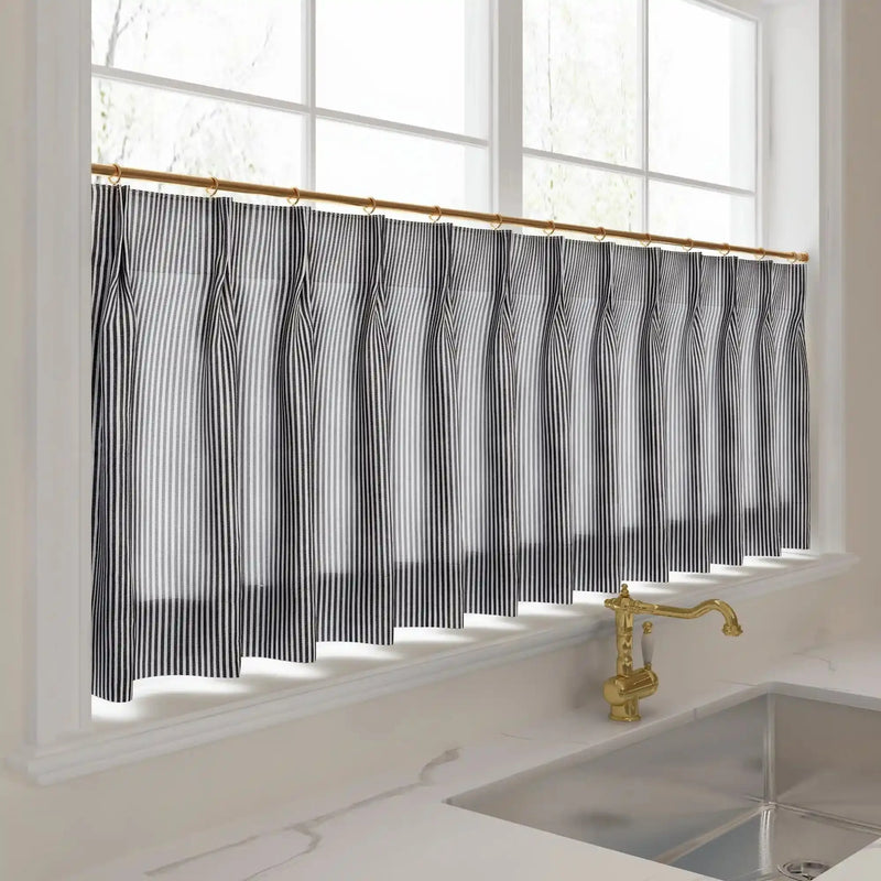 Celia Striped Plaid Café Curtains