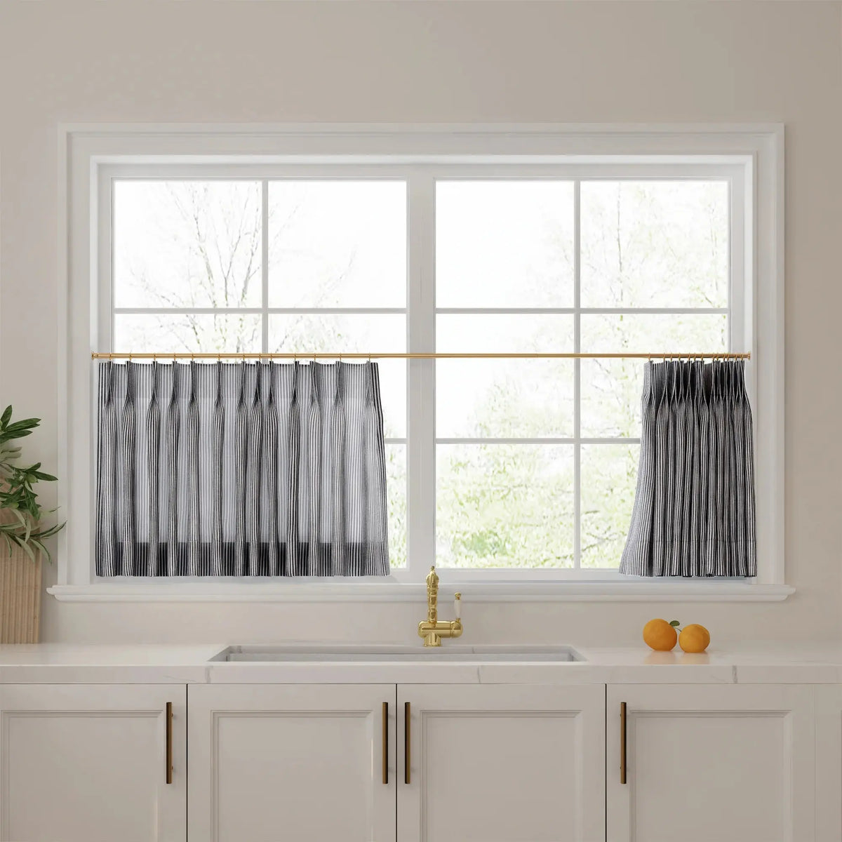 Celia Striped Plaid Café Curtains