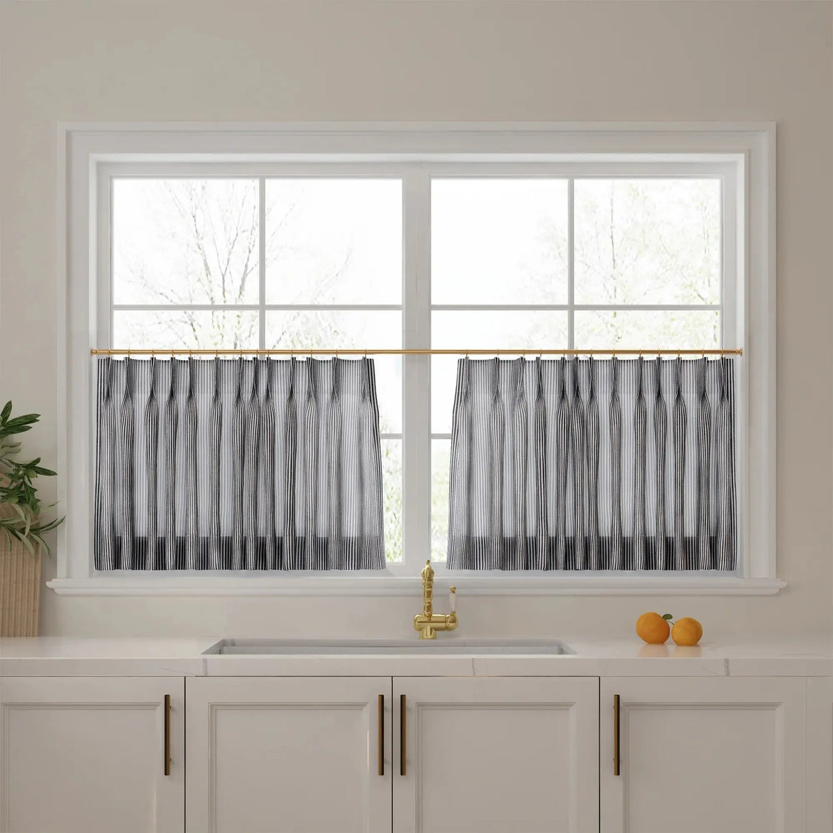 Celia Striped Plaid Café Curtains