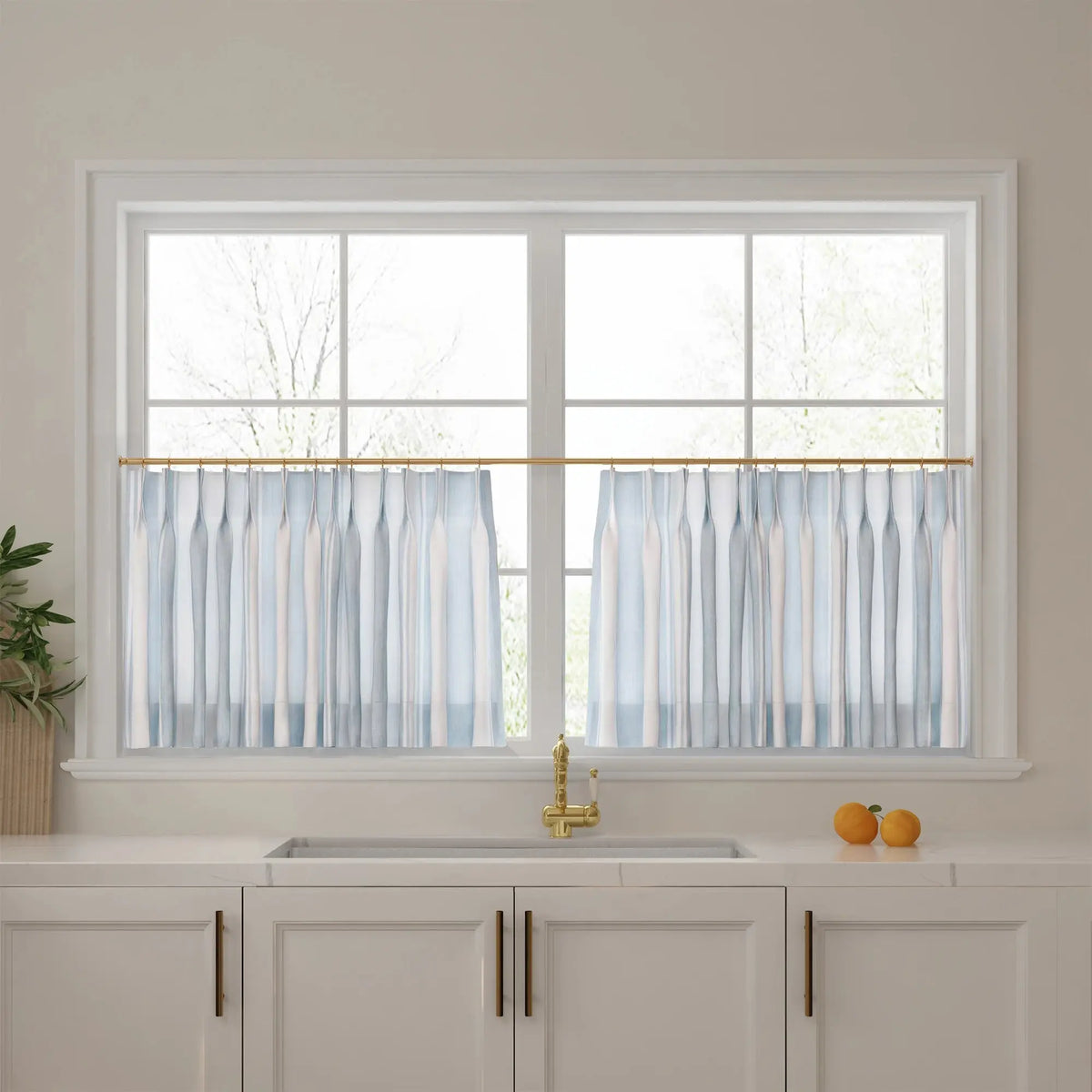 Celia Striped Plaid Café Curtains