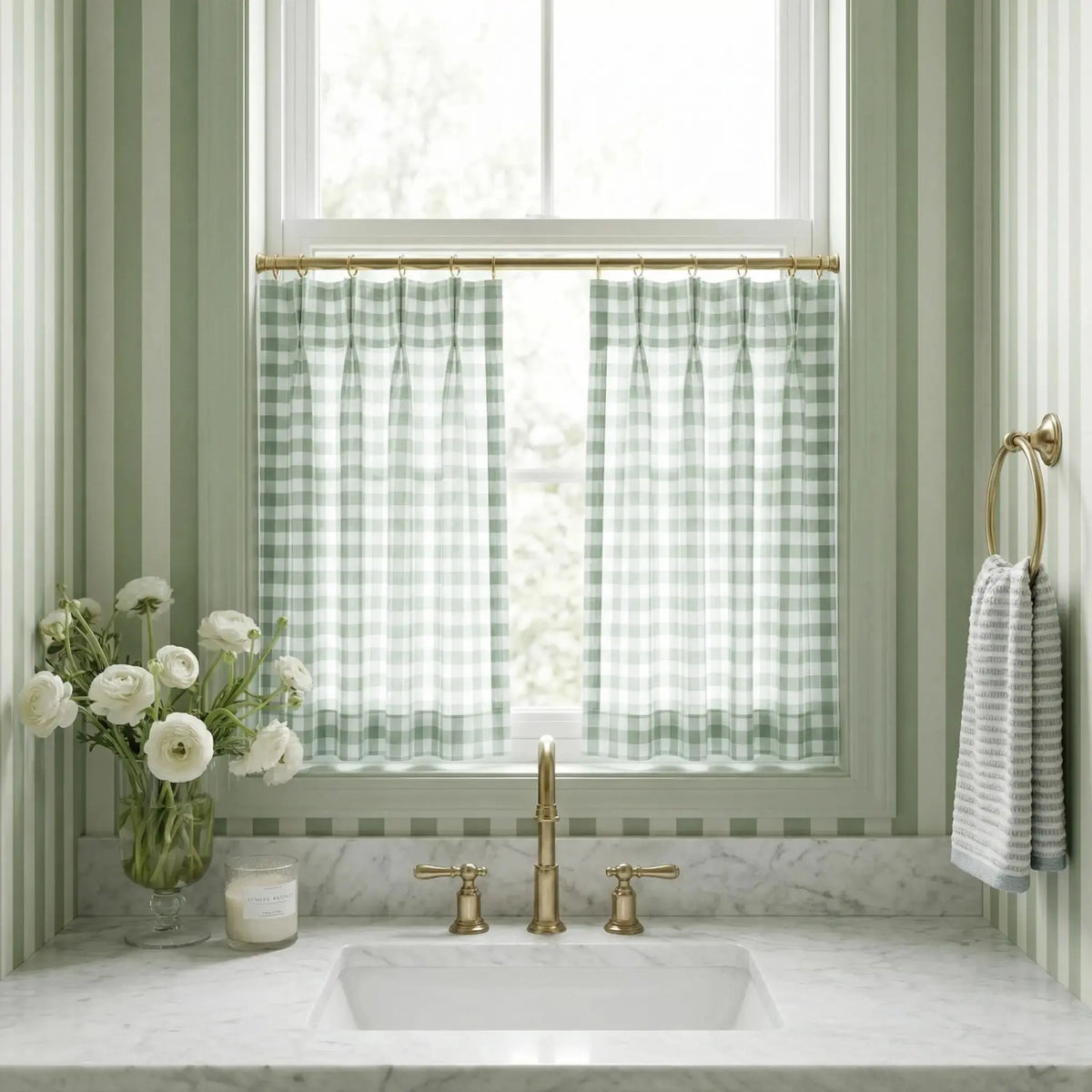 Celia Striped Plaid Café Curtains