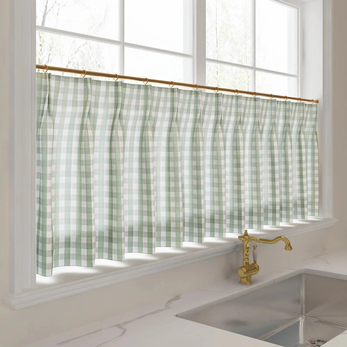 Celia Striped Plaid Café Curtains