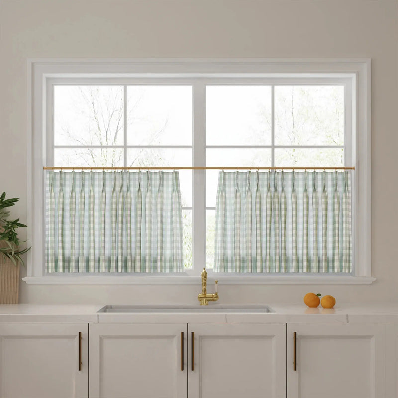 Celia Striped Plaid Café Curtains