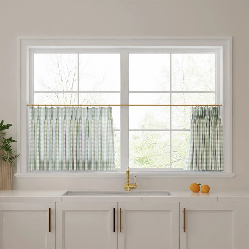 Celia Striped Plaid Café Curtains