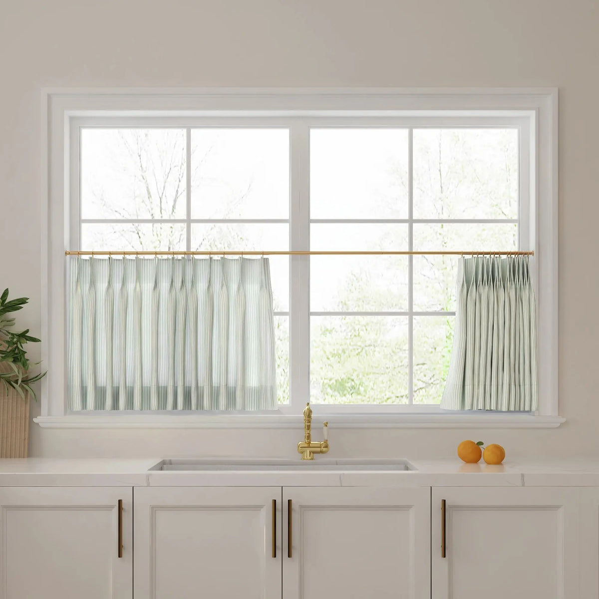 Celia Striped Plaid Café Curtains