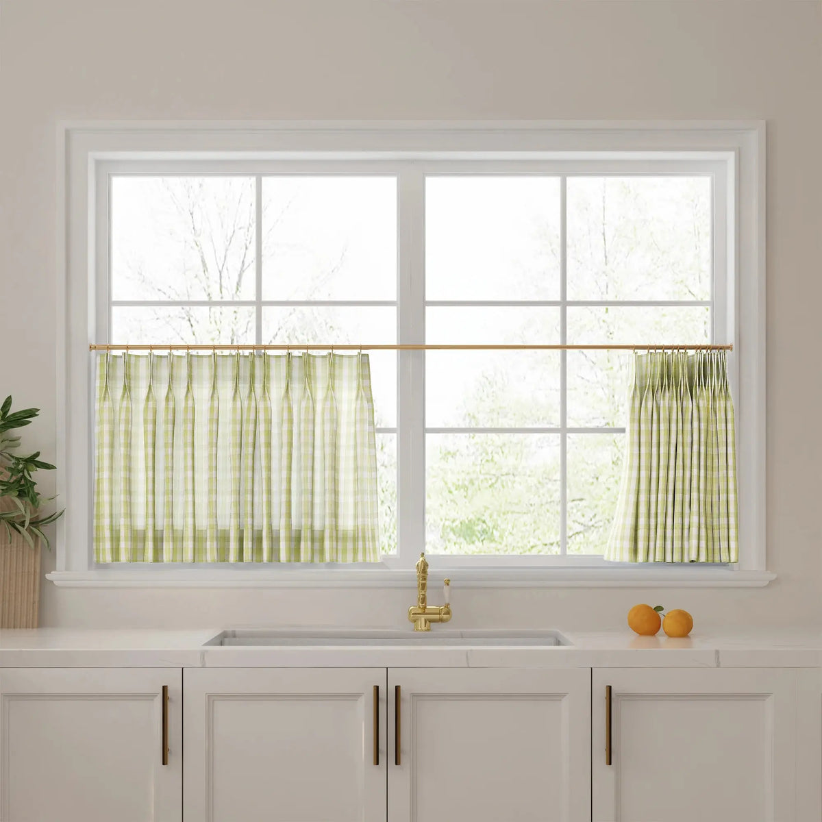 Celia Striped Plaid Café Curtains