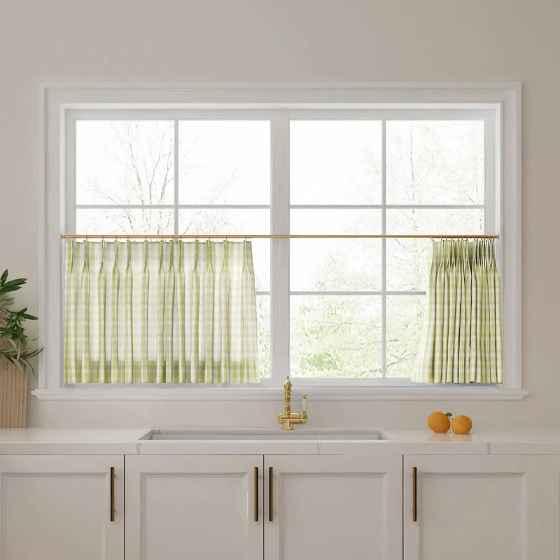 Celia Striped Plaid Café Curtains
