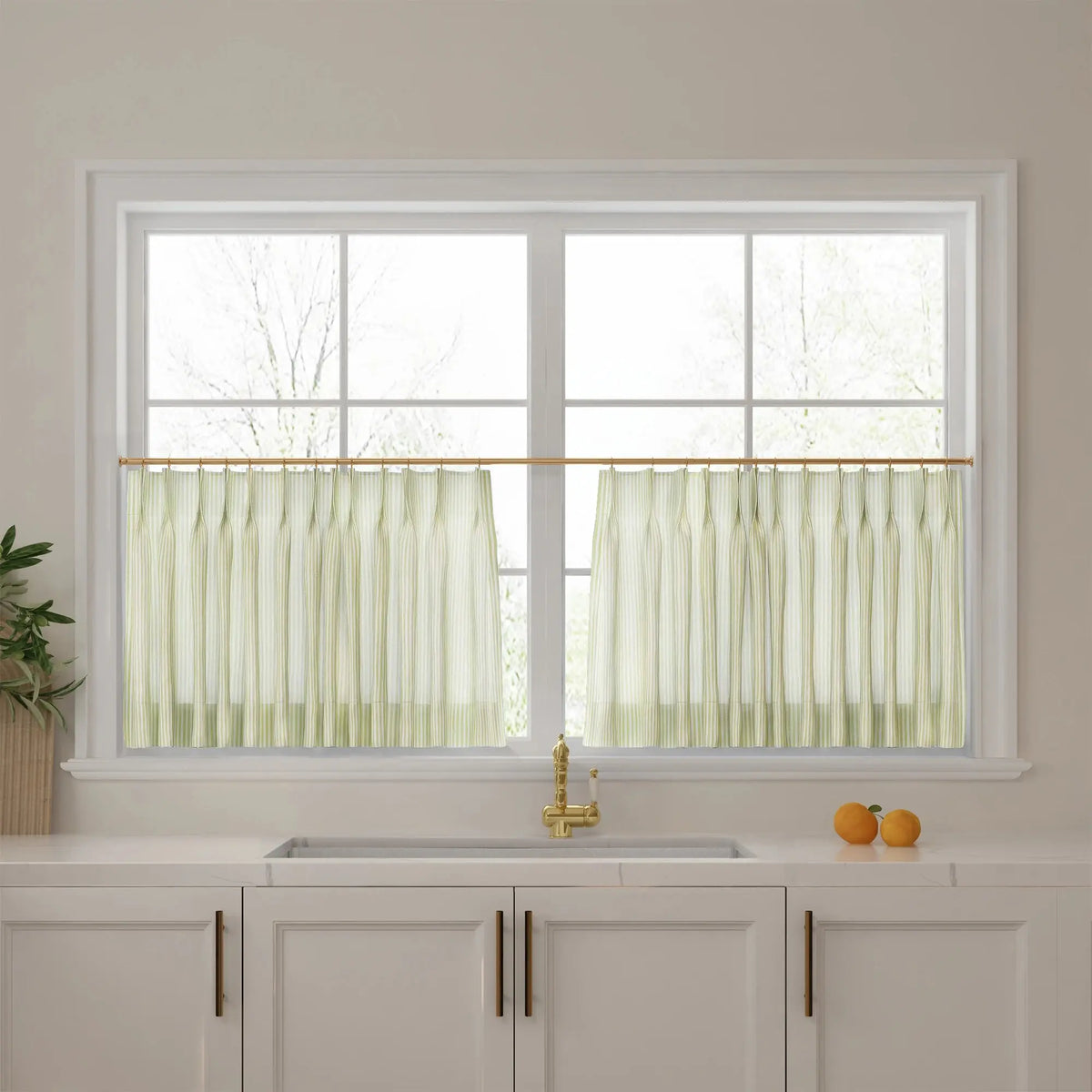 Celia Striped Plaid Café Curtains