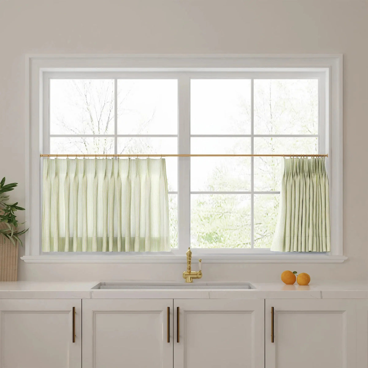 Celia Striped Plaid Café Curtains