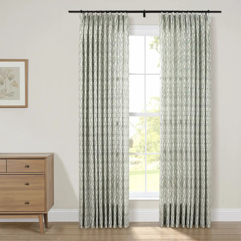 Britt Bengoechea x TWOPAGES Cottage Floral Printed Linen Cotton Pleated Curtains