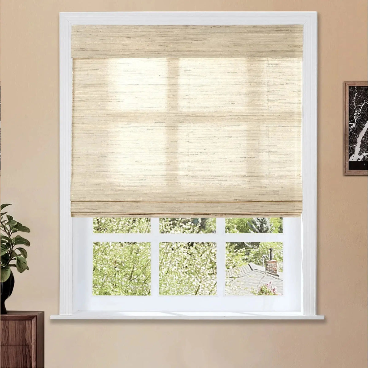 Lay Natural Ramie Bamboo Woven Blind - Cashew