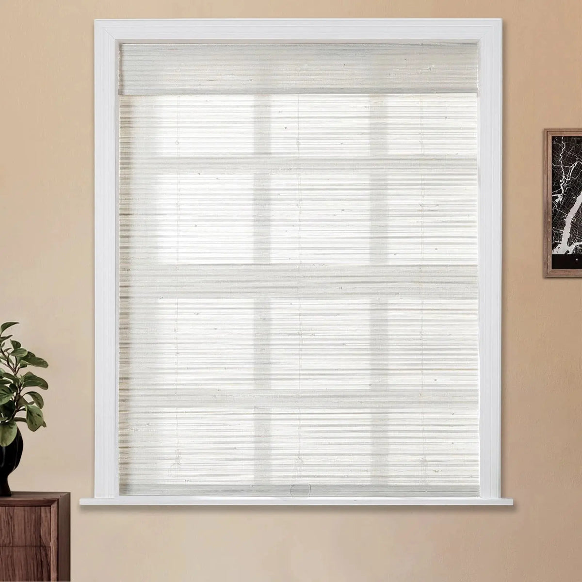 Lay Natural Paper Bamboo Woven Blind - Marble White