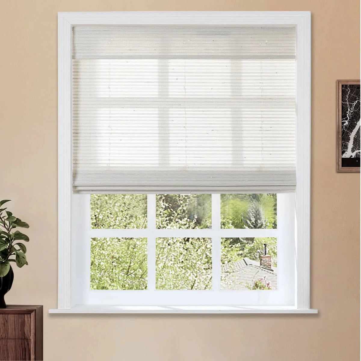 Lay Natural Paper Bamboo Woven Blind - Marble White