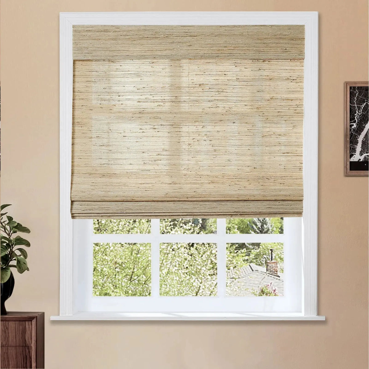 Lay Natural Ramie Bamboo Woven Blind - Beige